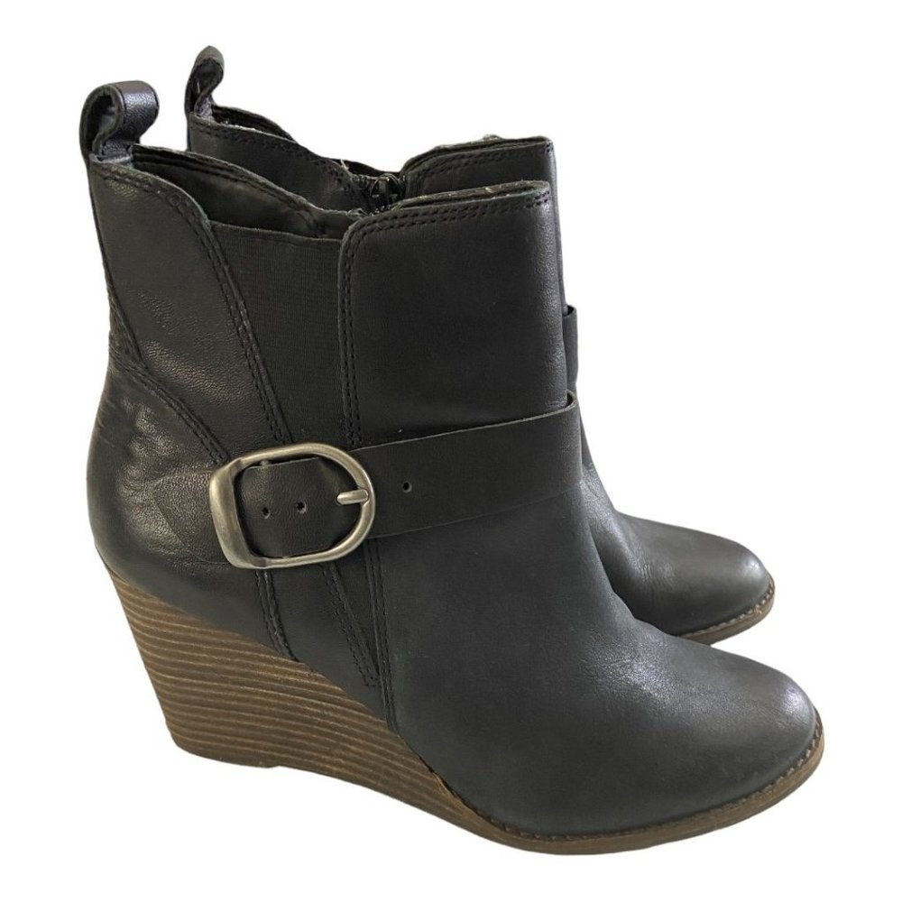 Lucky Brand Wedge Heel Bootie Zip Closure